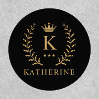Customize Name & Initial Black White Gold Monogram