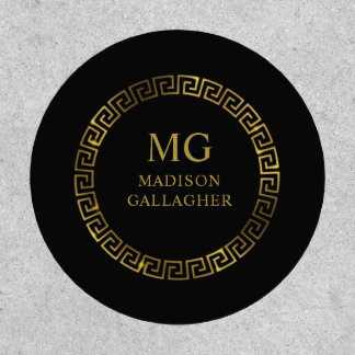 Customize Name & Initial Black White Gold Monogram Patch