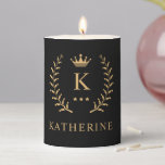 Customize Name & Initial Black White Gold Monogram Pillar Candle<br><div class="desc">Introducing our Customize Name & Initial Black White Gold Monogram collection – a bespoke fusion of sophistication and personalization. Tailored for those who appreciate unique details, this collection allows you to add your name and initials to a timeless black and white palette, elegantly accented with gold monogramming. Whether you're looking...</div>