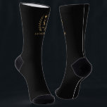 Customize Name & Initial Black White Gold Monogram Socks<br><div class="desc">Introducing our Customize Name & Initial Black White Gold Monogram collection – a bespoke fusion of sophistication and personalization. Tailored for those who appreciate unique details, this collection allows you to add your name and initials to a timeless black and white palette, elegantly accented with gold monogramming. Whether you're looking...</div>