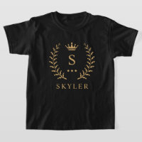 Customize Name & Initial Black White Gold Monogram