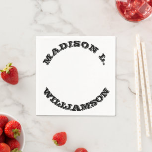 Customize Name last curved letters Black white pap Napkins