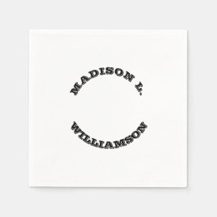 Customize Name last curved letters Black white pap Napkins