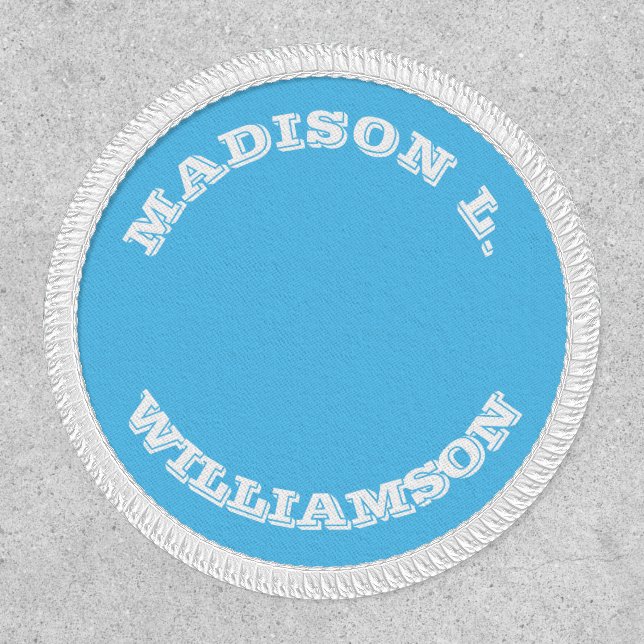 Customize Name last curved letters sky blue white Patch (Front)