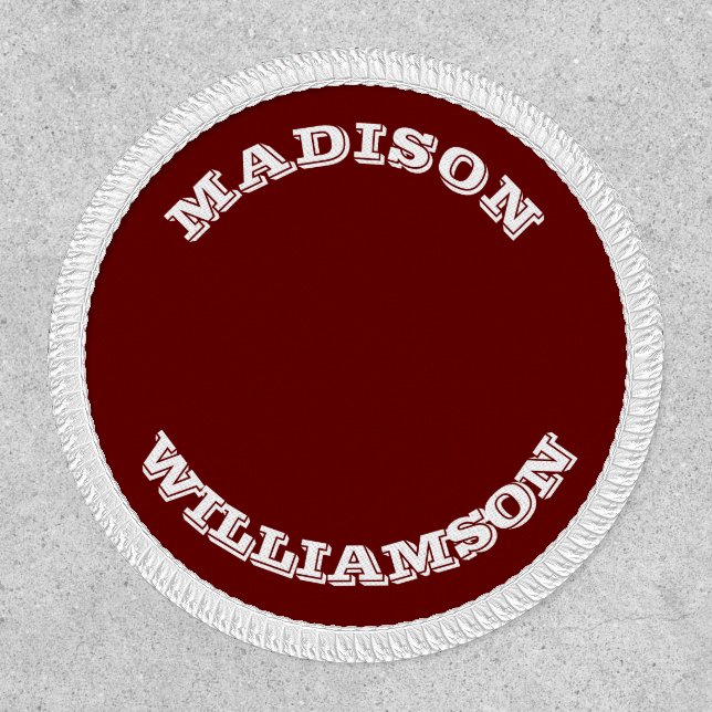 Customize Name last name curved letters maroon whi Patch (Front)