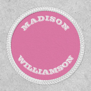 Customize Name last name curved letters Pink white Patch