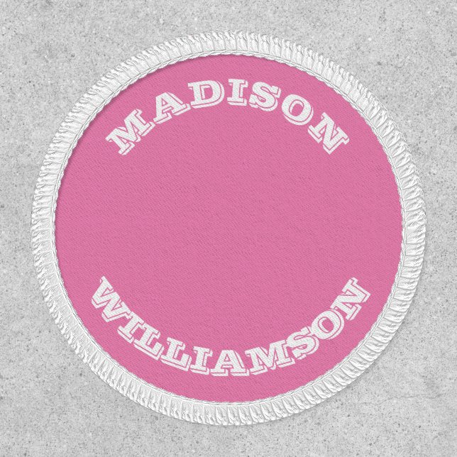 Customize Name last name curved letters Pink white Patch (Front)
