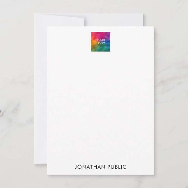 Customize Name Logo Here Modern Minimal Vertical Note Card (Front)