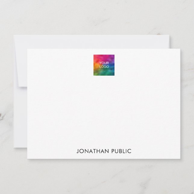 Customize Name Logo Here Modern Minimalistic Note Card (Front)