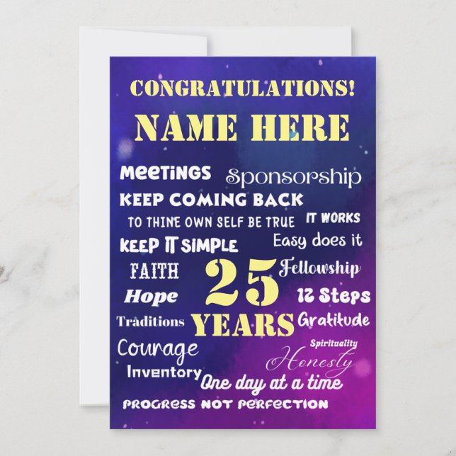Customize Name/Milestone Recovery Words & Slogans Holiday Card (Front)