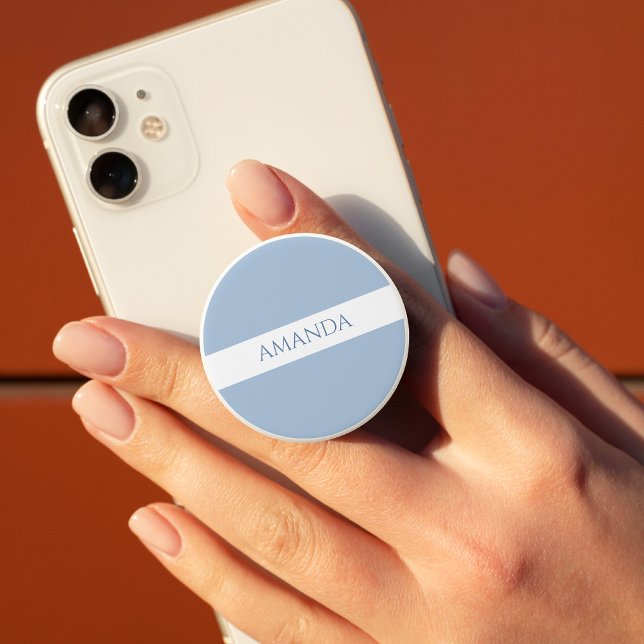 Customize Name Minimal Dusky Blue PopSocket (Creator Uploaded)