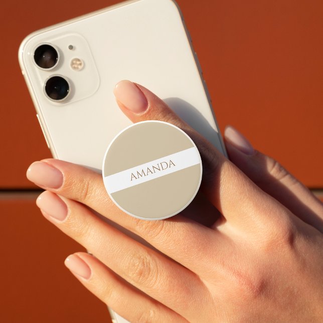Customize Name Minimal earth tone PopSocket (Creator Uploaded)