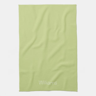 Customize name minimalist avocado green white kitchen towel