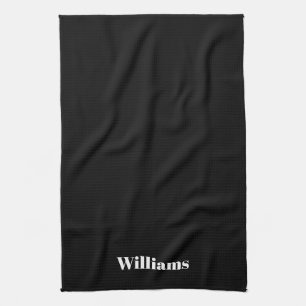 Customize name minimalist black white kitchen towel