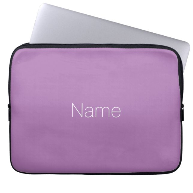 Customize Name or text lavender white elegant Laptop Sleeve (Front)