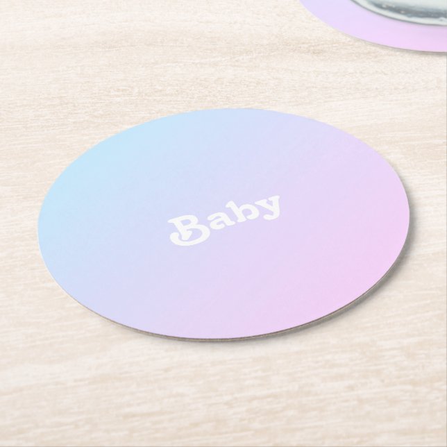 Customize Name photo Baby Shower, birthday Round Paper Coaster (Angled)