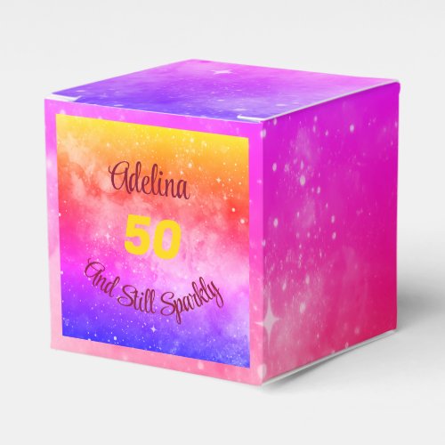 Customize Name Phrase and Age Pink Purple Yellow Favor Boxes