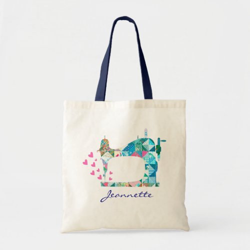 Customize Name Quilting Sewing Machine Tote Bag