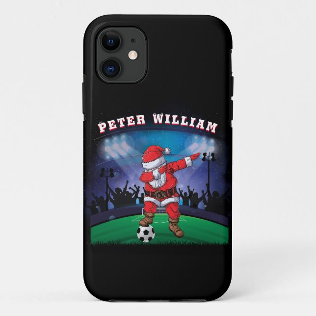 Customize Name Santa Christmas Soccer  Case-Mate iPhone Case (Back)