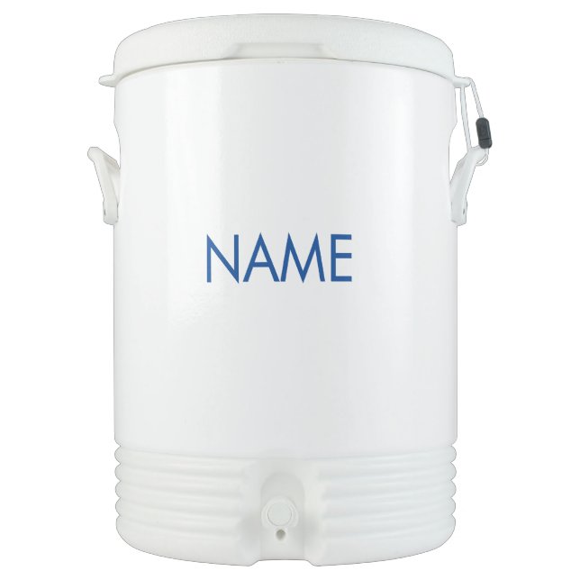 Customize name text blue white Igloo Beverage Cooler (Front)