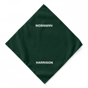 Customize name text, dark green minimalist dog bandana