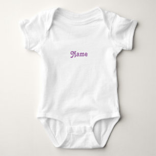 Customize name, text lavender letters grey baby bodysuit