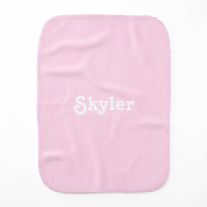 customize name text light pink white baby burp cloth