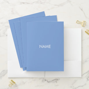 Customize name text minimalist cornflower blue pocket folder