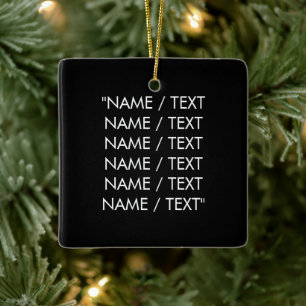 Customize Name text minimalist elegant black white Ceramic Ornament