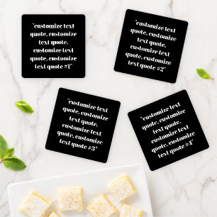 Customize Name text minimalist elegant black white Coaster Set