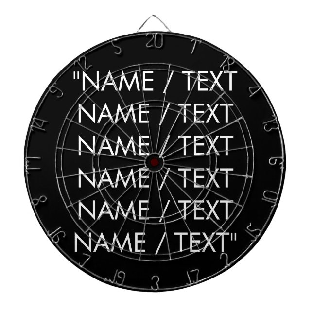 Customize Name text minimalist elegant black white Dart Board (Front)