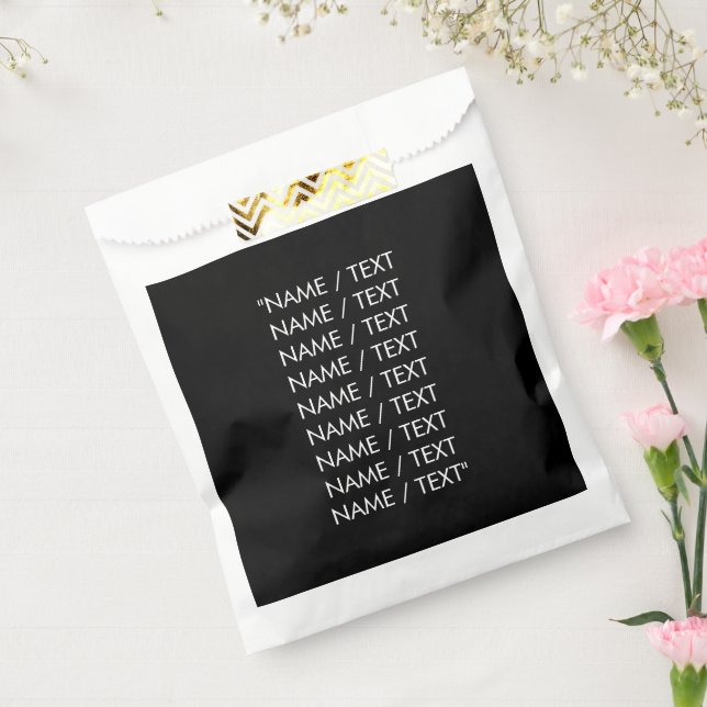 Customize Name text minimalist elegant black white Favor Bag (Sealed)