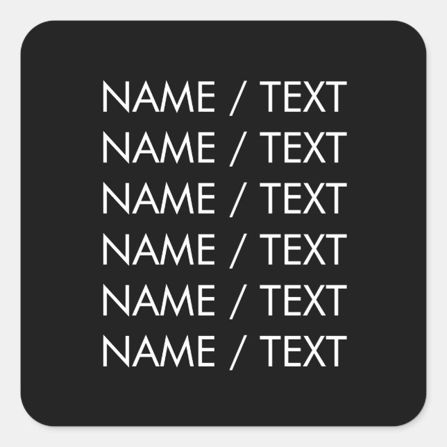 Customize Name text minimalist elegant black white Square Sticker (Front)