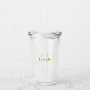 Customize name, text minimalist neon green clear acrylic tumbler