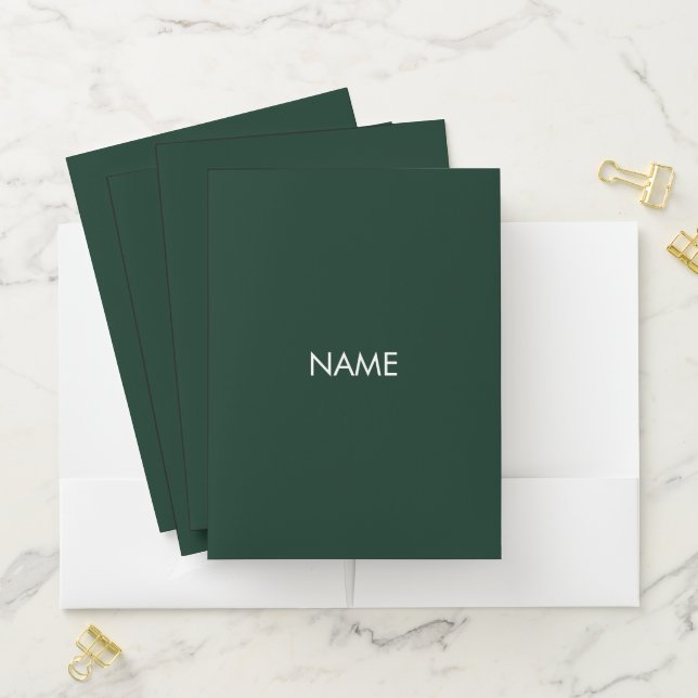 Customize name text minimalist pine green pocket folder (In Situ)