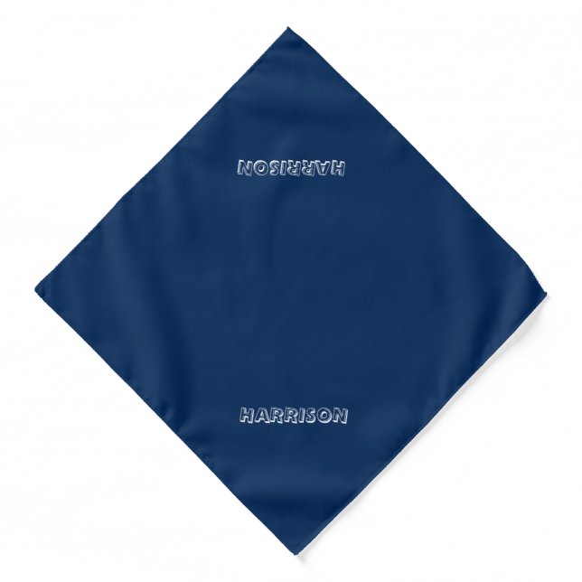 Customize name text navy blue white minimalist dog bandana (Front)