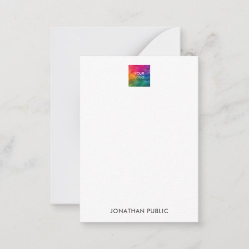 Customize Name Upload Logo Here Trendy Vertical Note Card