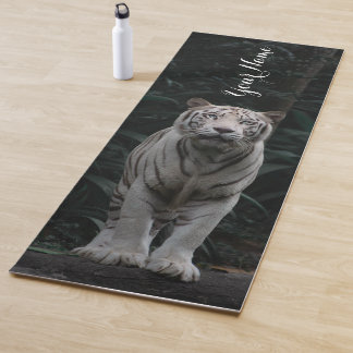 Customize Name White Tiger In the Jungle Yoga Mat