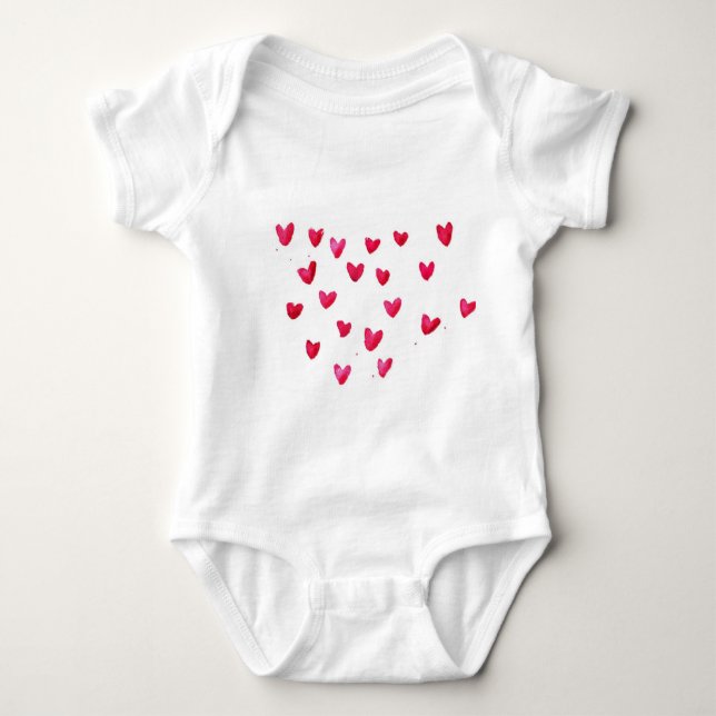 Customize Name with joyful hearts Baby Bodysuit (Front)