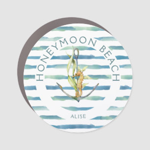 Customize Nautical Anchor Seahorse Beach Car Magnet