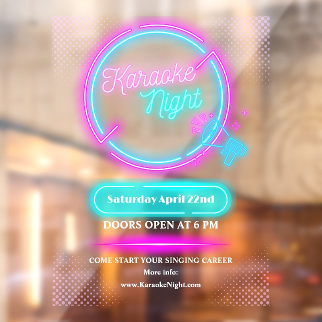 Customize Neon Karaoke Night Large Window Cling (Sheet 2)