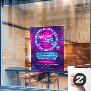 Customize Neon Karaoke Night Large Window Cling