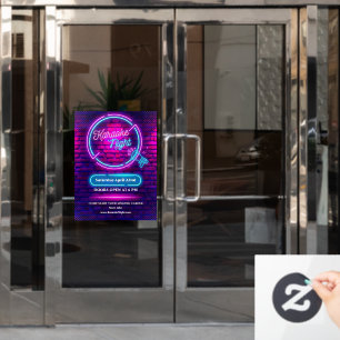 Customize Neon Karaoke Night Small Door Size Window Cling