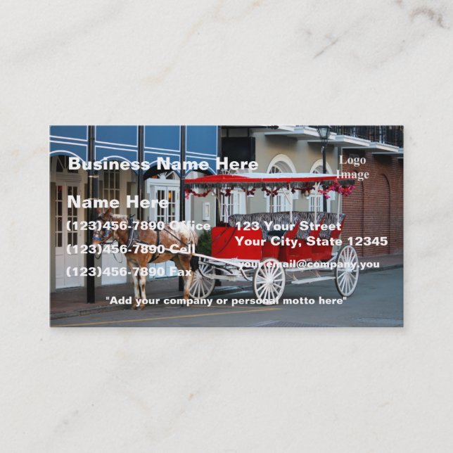 (Customize) New Orleans Carriage Ride Business Card (Front)