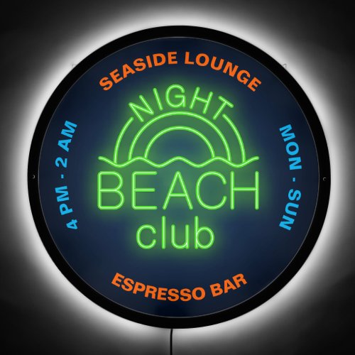 Customize Night Beach Club Neon Look Illustration LED Sign