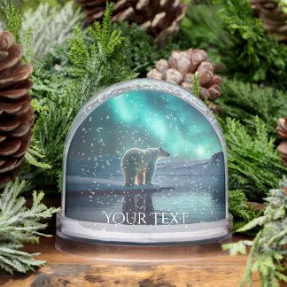 Customize: Northern Lights Polar Bear by Water Snow Globe