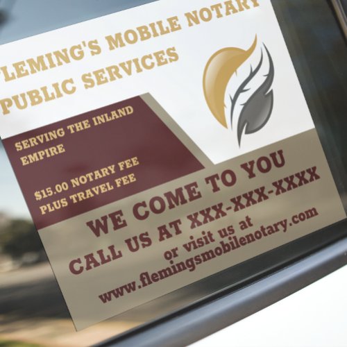 Customize Notary Public Vehicle Window Cling
