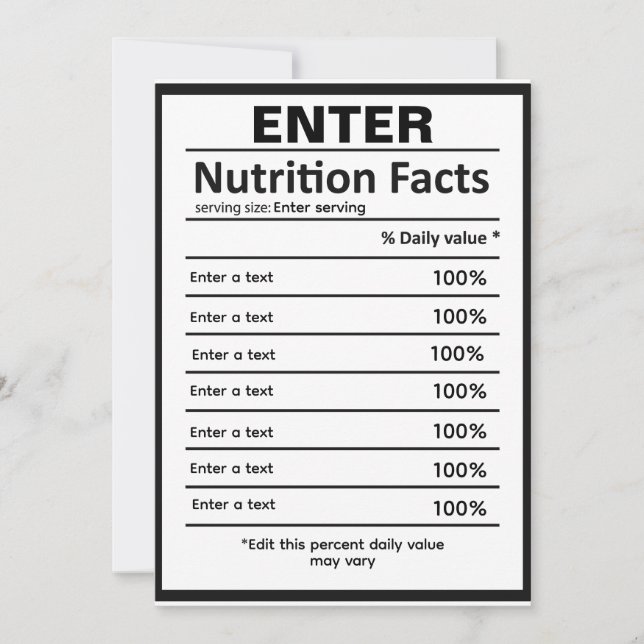Customize nutritional information template (Front)