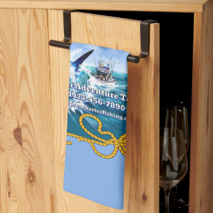 Customize Ocean Sports Fishing Charter Boat Busine Kitchen Towel