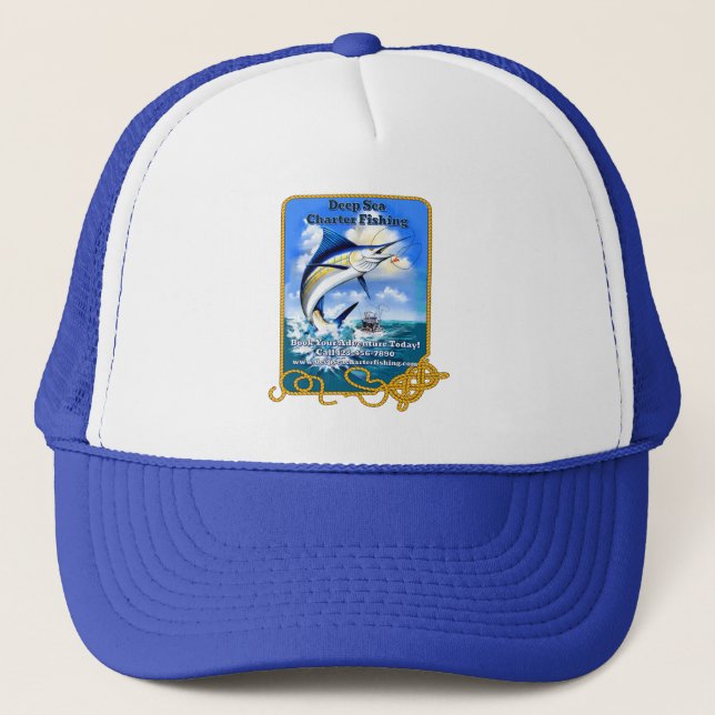 Customize Ocean Sports Fishing Charter Boat Busine Trucker Hat (Front)
